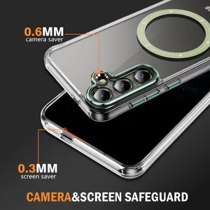 S24 Plus Luxe Magnétique TPU Acrylique Téléphone Cas Transparent Antichoc Étanche Caractéristiques Luxe Styles Conceptions pour iPhone