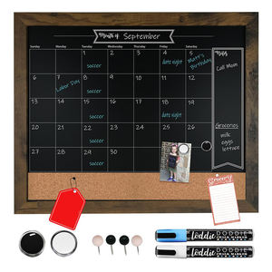 Wideny Blackbopard Calendrier <span class=keywords><strong>Tableau</strong></span> en liège <span class=keywords><strong>Tableau</strong></span> noir encadré rustique Calendrier et <span class=keywords><strong>tableau</strong></span> d'affichage Combo - Product Image 1