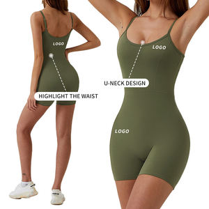 Spedizione veloce da donna senza maniche con spalline regolabili Skinny tute sportive da allenamento corte tute da ginnastica abbigliamento sportivo - Product Image 1