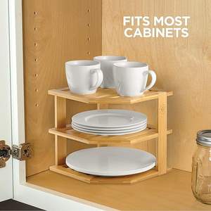 Organizador de Platos de Bambú Ecológico, Duradero y de Alta Calidad para Esquinas de Armarios y Estantes de Cocina, Venta al Por Mayor - Product Image 3
