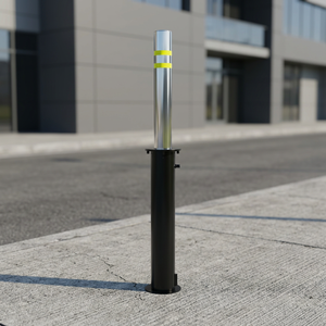Stainless Steel Retractable Bollard 114mm OD 130cm 304 Semi-Automatic Manual Lifting Traffic Safety Barrier - Product Image 4