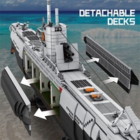 Juego de Bloques de Construcción Educativos de Plástico ABS Reobrix, 4 Piezas, Modelo de Barco Submarino, Juguete Electrónico, Escala 1:12, Gran Venta
