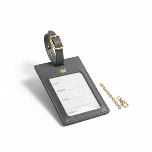 Etiqueta de Equipaje de Poliéster Royal Crown, Etiqueta de Identificación Duradera para Bolsas de Viaje con Cadena Dorada y Hebilla, Hecho en EE. UU. - Product Image 1