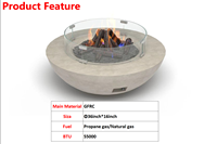 Table Brasero Bol de 36 Pouces en GFRC avec Brûleur en Acier Inoxydable, Chauffage Extérieur, Foyer au Gaz