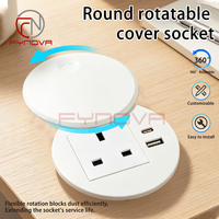 Prise de courant USB de bureau britannique de 80 mm, prise de courant ronde à encastrer, multiprise intelligente pour mobilier de bureau, multiprise britannique pour bureau de conférence