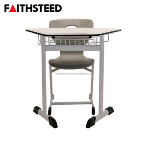 Set Scrivania e Sedia Ergonomica <span class=keywords><strong>Regolabile</strong></span> <span class=keywords><strong>in</strong></span> <span class=keywords><strong>Altezza</strong></span> per Studenti, Telaio <span class=keywords><strong>in</strong></span> Metallo Resistente, Tavolo e Sedia per Scuola Secondaria - Product Image 2
