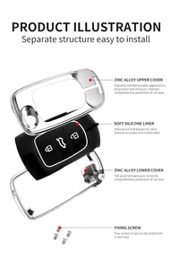 Housse de clé de voiture de luxe en alliage de zinc et silicone, anti-chute, anti-brouillage, pour <span class=keywords><strong>Hyundai</strong></span> - Product Image 5