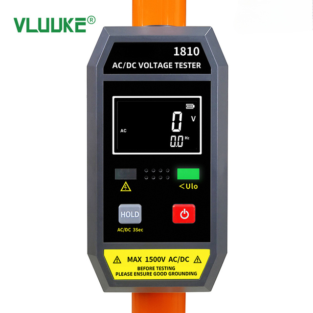 VLUUKE VKCR1810 Dual Voltage Detector AC/DC Voltmeter Digital Display 1500V Max AC/DC Voltage 110-550V Measuring Range Aluminum
