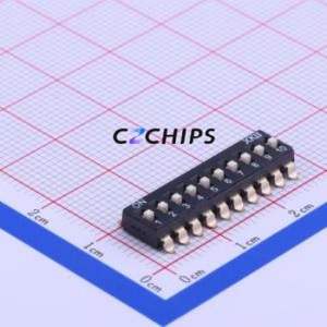 DSIC10LS-P DIP Switch SMD-20P,6.1x25.4mm Switch Flat Toggle, Raised Type Single Pole Single Throw 10 Gull Wing Type - Product Image 1