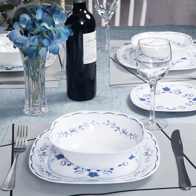 Manufacturer Opal Glass Dish Plate Set 3/18 Pcs Heat Resistant Opal Glassware Dinner Set For Wholesale