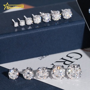 Bijoux fantaisie, boucles <span class=keywords><strong>d</strong></span>'oreilles clous en argent sterling 925, <span class=keywords><strong>solitaire</strong></span> classique à 4 griffes, diamants moissanite couleur <span class=keywords><strong>D</strong></span>, VVS, 1 ct, 2 ct, 3 ct - Product Image 2