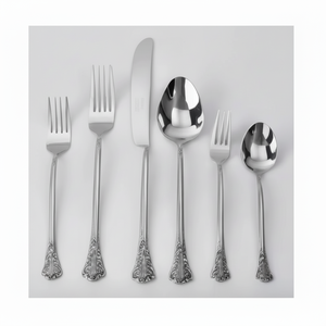 Design moderne Ensemble de couverts classiques en acier inoxydable argent Ensemble de couverts de mariage Ensemble de cuillères pour la maison et les fêtes Durable - Product Image 1