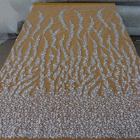 Tissu en tulle perlé blanc de luxe en polyester, imprimé animal, écologique, pour robes de mariée et décorations de fête