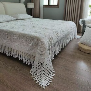 <span class=keywords><strong>Couvre</strong></span>-<span class=keywords><strong>lit</strong></span> en crochet fait main, écologique, toutes saisons, grande taille, extra large, motif géométrique, style simple, literie - Product Image 6