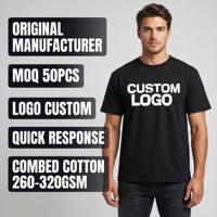T-shirt col rond personnalisé noir effet vieilli et déchiré, en coton peigné épais 280 GSM, avec motif graphique blanc pour homme, style urbain minimaliste