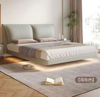 Lit intelligent moderne et luxueux avec revêtement en cuir capitonné et cadre souple, lit pour tout-petit, ensemble de cadre de lit Queen/King Size