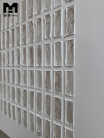 Décoration Murale Toile Peinte à la Main, Panneau Artistique Minimaliste 3D, Texture Rayée Beige, Peinture Acrylique Faite Main Wabi Sabi avec Cadre