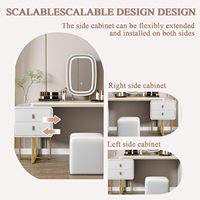 Coiffeuse moderne en bois en U avec miroir, armoire de rangement durable et fonctionnalités réglables – Tailles 80/100/120 cm