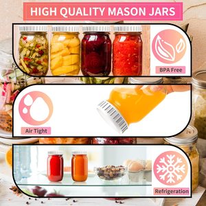 Bocaux fins en verre, 32 oz, avec couvercles en plastique, pot de <span class=keywords><strong>maçon</strong></span> à bouche large - Product Image 6