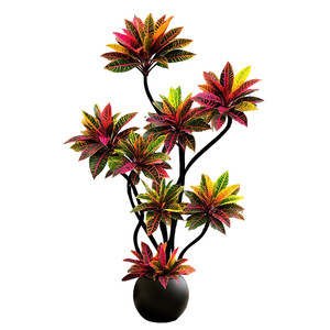 Croton Artificial Plant <b>Large</b> Round Pot Lifelike Indoor Decor Living Room Bedroom Office <b>Desk</b> - Product Image 2