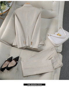 लक्जरी छोटे गुलाबी ब्लेज़र महिला पेशेवर सूट महिला स्वभाव सूट साक्षात्कार महिला औपचारिक पैंट सूट - Product Image 6