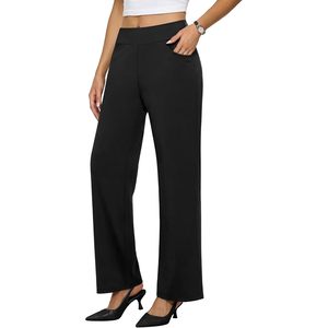 FOXA Womens Wide Leg <b>Pants</b> Stretchy <b>Work</b> Trousers Business Casual Office Slacks With Pockets Anti-Wrinkle - Product Image 2