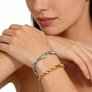 Pulsera de Acero Inoxidable Trenzada de 2-5 mm, Joyería de Moda Unisex con Diseño Geométrico - Product Image 2