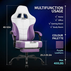 Silla Gaming con Reposapiés Ergonómica Gamingstoel PC Silla con Reposacabezas Soporte Lumbar, Cuero PU Altura Ajustable 360 ° Giratorio - Product Image 4