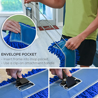 Manche de balai à poussière en bois avec pince en métal noir - Compatible universel pour balais plats et tampons de sol, durable et facile à remplacer