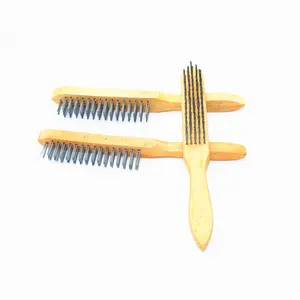 Heavy Duty Làm Sạch Handmade Thép Brass Wire Brush Bàn Chải Tay Với Tay Cầm Bằng Gỗ