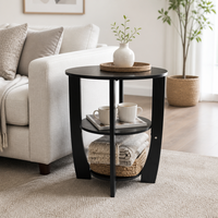 Table d'appoint moderne à 3 niveaux avec cadre en bois courbé et console de rangement multifonction pour salon, hôtel et chambre à coucher