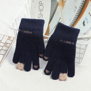 MIO Cute <strong>Panda</strong> Heart Pattern Touch Screen <strong>Gloves</strong> Womens Stretch Knitted Winter Elastic Cuff <strong>Gloves</strong> Thermal Soft Knit Lining - Product Image 6