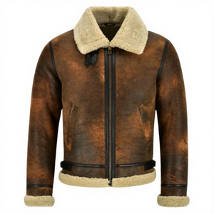 B3 Leather Bomber <b>Jacket</b> For Men Vintage Style Real <b>Sheepskin</b> Leather Winter Warm Faux Fur <b>Jacket</b> - Product Image 1