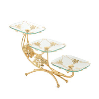 Assiette de fruits en verre trempé vintage européen, ensemble de desserts de luxe léger pour la maison, assiette décorative