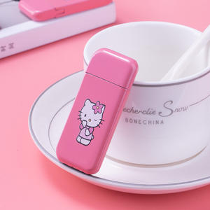 Mini Hello Kitty cartone animato ragazza carina in metallo gonfiabile fiamma aperta Ultra sottile butano accendino - Product Image 4