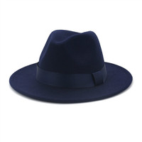 Chapeaux Fedora personnalisés en stock 18 couleurs unisexe 100% chapeau Fedora à large bord en feutre de laine vente en gros
