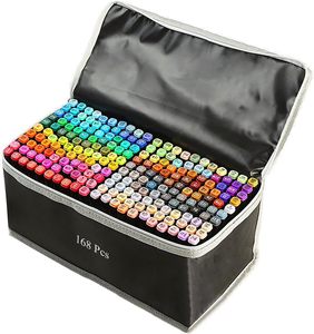 Portable Large Capacity Marker Set Black <strong>Canvas</strong> Pen Storage Bag Zippered Pencil <strong>Organizer</strong> with Carrying Handle Hold Case