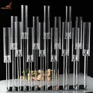 Neustil 100 cm hoch klare kristall-Kerzenhalter hochzeit tafelaufsatz kristall 15 arme glas-Kandelabra zur dekoration