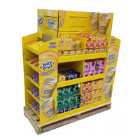 Présentoir de sol pour supermarché en carton ondulé kraft rectangulaire avec fermeture magnétique et support pour présentoirs à têtes de produits