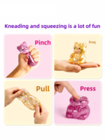 Balles anti-stress créatives en plastique souple non toxique à rebond lent, série Ours, jouets pour les doigts, très vendues