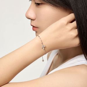 Dylam Elegance Fine Fashion 18K Gold Rhodium Plated 925 Silver Lip Chain 5A Cubic Zirconia Butterfly Pendant <b>Bracelets</b> for Women - Product Image 3