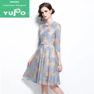 Droma wholesale in stock beauty slimming high fashion double layer elegant lace dresses women party with sashes