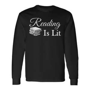 T-shirt à manches longues Teacher Book Nerd Tank Top « Reading Is Lit » T-shirt promotionnel - Product Image 1