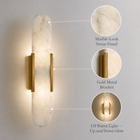 Applique murale de luxe en marbre d'albâtre naturel, laiton doré, lampe murale LED G9, lumière de chevet nordique pour chambre à coucher, salon, hôtel