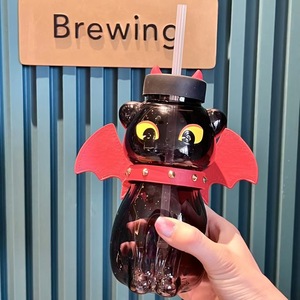 Kreativer Halloween-Cartoon Fliegende Schwarze Katze Hochborosilikatglas Trinkbecher, Festtagsgeschenk Trinkbecher - Product Image 2
