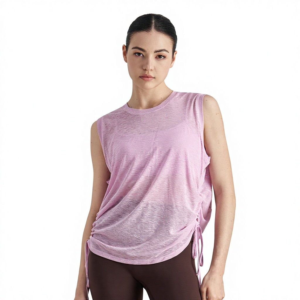 100% Polyester Breathable Sleeveless Loose Fit Solid Simple Yoga Sports Top for Women Summer Quick-Dry Training Fitness