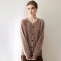 Cardigan en cachemire 100% tricoté pour femme, veste unie pour l'automne et l'hiver