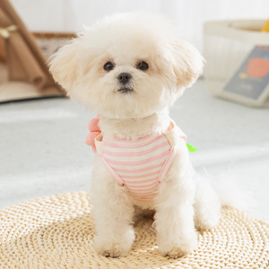 Robe-veste en jean rayé rose respirante pour chien Golden Pet, petite taille, toutes saisons - Product Image 2