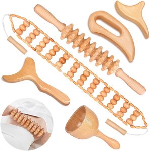 Ensemble de madérothérapie CZFIT, ensemble de massage anti-cellulite, rouleau en bois de hêtre, outil de drainage lymphatique, masseur modèle Y012 15,3 pouces - Product Image 1
