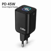 Chargeur GaN 45W PD3.0 Type-C Super Rapide QC3.0 Protection OTP Ignifuge Prise US EU UK AU pour Ordinateur Portable/Tablette/Téléphone Mobile